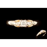 A THREE STONE DIAMOND RING,