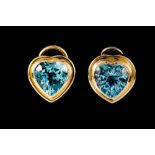 A PAIR OF BLUE TOPAZ HEART EARRINGS, of approx. 10.