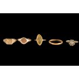 FIVE GOLD RINGS, 3 x 9 ct, 1 x 18ct,