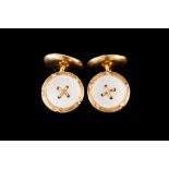 A PAIR OF MOTHER OF PEARL BUTTON CUFFLINKS,