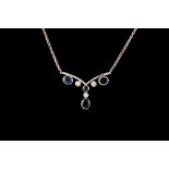 A SAPPHIRE AND DIAMOND NECKLACE,