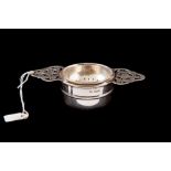 A MODERN SILVER TEA STRAINER AND BOWL, Sheffield 1962,
