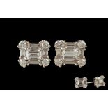 A PAIR OF DIAMOND CLUSTER EARRINGS, of approx. 1.