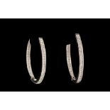 A PAIR OF DIAMOND SET HOOP EARRINGS,