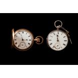 A VICTORIAN SILVER OPEN FACE POCKET WATCH,