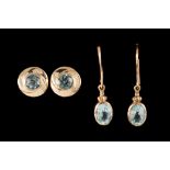 A PAIR OF AQUAMARINE DROP EARRINGS;