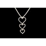 A DIAMOND HEART MOTIF INTEGRAL PENDANT AND NECKLACE in 18ct white gold, total weight 1.