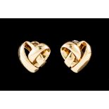 A PAIR OF HEART SHAPE CLIP EARRINGS BY VAN CLEEF ET ARPELS, 18ct yellow gold.