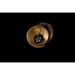 A DIAMOND, EMERALD AND SAPPHIRE BROOCH, Circular design, 37mm, mounted in 14ct gold