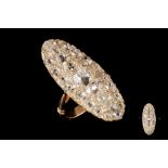 A VICTORIAN DIAMOND BOAT SHAPE CLUSTER RING,