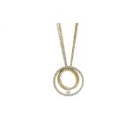 A DIAMOND CONCENTRIC CIRCLE PENDANT AND CHAIN, in 18ct white and rose gold, 1.