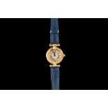A LADIES MUST DE CARTIER WRIST WATCH, gold plated over silver, Roman numerals,