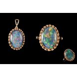 AN OPAL TRIPLET RING; together with pendant,