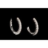 A PAIR OF DIAMOND HOOP EARRINGS, of approx. 0.