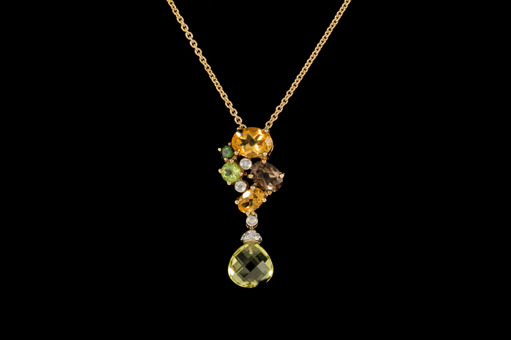 A MULTI GEM AND DIAMOND PENDANT,