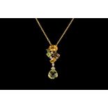 A MULTI GEM AND DIAMOND PENDANT,