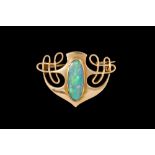 AN ART NOUVEAU OPAL BROOCH,