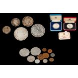 TWO USA SILVER DOLLAR COINS, 1900 and 1901; together with a silver proof 1977 silver jubilee crown,