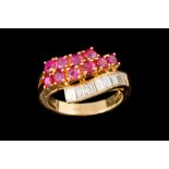 A DIAMOND AND RUBY RING,