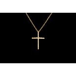 A DIAMOND SET CROSS, mounted in yellow gold,