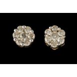 A PAIR OF DIAMOND CLUSTER EARRINGS, of approx. 1.