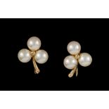 A PAIR OF CULTURED PEARL CLUSTER EARRINGS