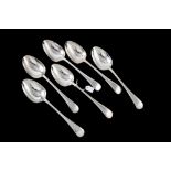 A SET OF SIX EDWARDIAN SILVER SERVING SPOONS, by James Deakin,