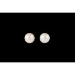 A PAIR OF CULTURED PEARL EARRINGS; together with a 9ct gold cross,