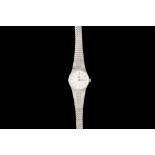 A LADIES STAINLESS STEEL LONGINES WRIST WATCH,