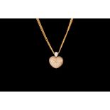 A COGNAC AND WHITE DIAMOND PAVE HEART PENDANT, and chain, in 18ct rose and white gold, by Wempe,