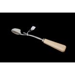A GEORGE III SILVER STILTON CHEESE SCOOP, with bone handle,