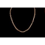 A 15CT GOLD ALBERT CHAIN, 35.8gms