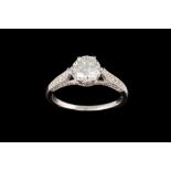 A DIAMOND SOLITAIRE RING, with one round brilliant cut diamond of approx. 0.