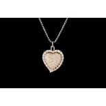 A DIAMOND HEART SHAPED PAVE PENDANT, mounted in 18ct gold,