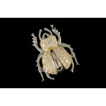 A DIAMOND SET PIN BROOCH, in the form of a beetle,