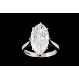 A SOLITAIRE DIAMOND RING, with HRD cert stating the marquise cut diamond to be 5.