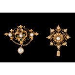 TWO 9CT GOLD BROOCHES