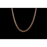 A 9CT GOLD FLAT CURB LINK NECKCHAIN, 55.2gms