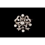A LATE VICTORIAN DIAMOND FANCY BOW BROOCH, with diamonds of approx 2.00ct in total.
