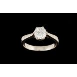 A DIAMOND SOLITAIRE RING, one round brilliant cut diamond of approx. 1.