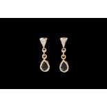 A PAIR OF SAPPHIRE DROP EARRINGS, diamond set,