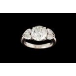 A DIAMOND FANCY SOLITAIRE RING, one round old European cut diamond of approx 3.