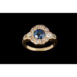 A LATE VICTORIAN SAPPHIRE AND DIAMOND CLUSTER RING