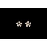 A PAIR OF DIAMOND CLUSTER EARRINGS, with diamonds of 0.30ct, mounted in 14ct white gold.