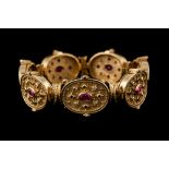 A PINK SAPPHIRE AND DIAMOND PANEL BRACELET,