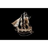 AN ANTIQUE SILVER (.930) NOVELTY SAILING SHIP, hallmarked twice (.