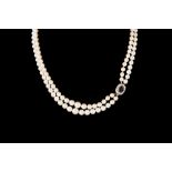 A TWIN ROW CULTURED PEARL NECKLACE,