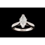 A DIAMOND SOLITAIRE RING, GIA report states the marquise cut diamond to be 1.