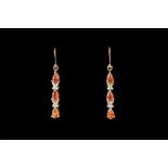 A PAIR OF TOPAZ AND DIAMOND DROP EARRINGS