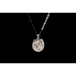 A 14CT WHITE GOLD HORSE PENDANT,